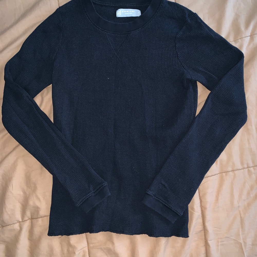 Everlane Navy Waffle Thermal Long Sleeve Top